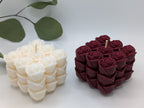 Handmade Rose Cube Soy Candle: Sculpted Flower Decor, Aesthetic Minimalist Gift, Romantic Home Accent, Wedding Favor