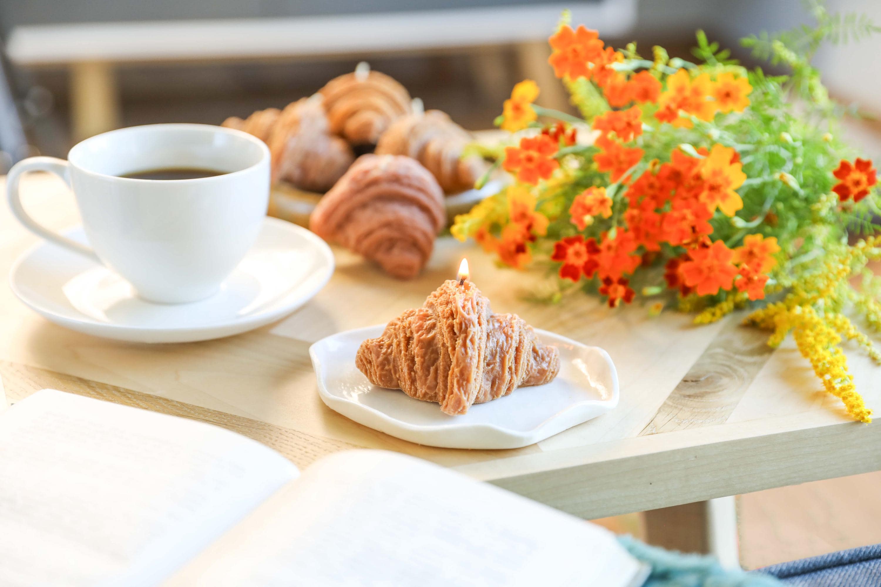 French Croissant Candle: Realistic Food Candle, Banana Vanilla Scented, Fun Foodie Gift, Hostess Gift or Party Favor