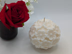 Flower Sphere Shaped Candle: Cozy Minimalist Decor, Handmade Aesthetic Floral Ball, Unique Gift for Mom, Round Rose Accent