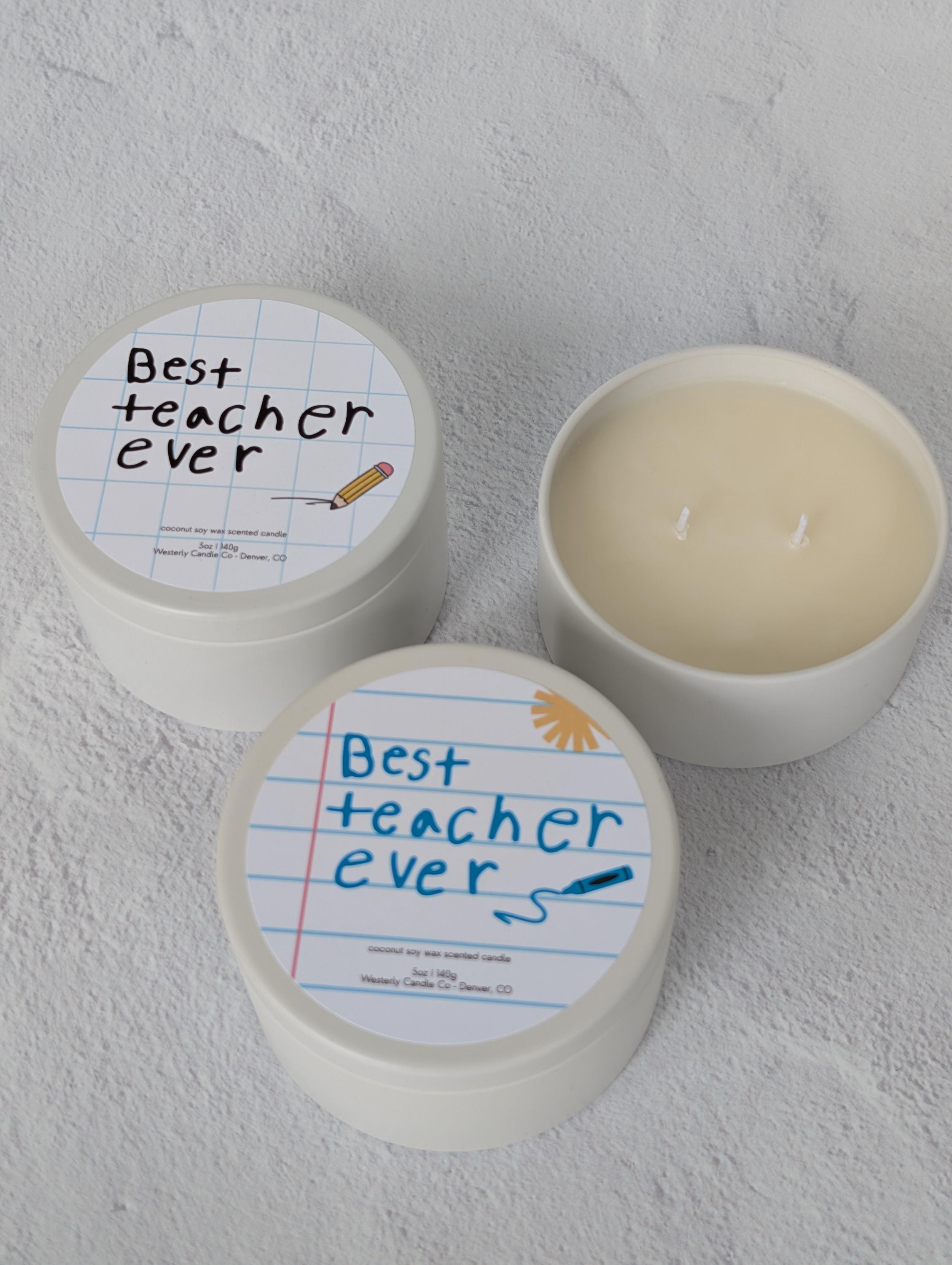 Teacher appreciation scented candle gift for teacher end of school gift best teacher ever kids teacher gift teacher appreciation week gift