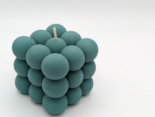 Bubble Cube Soy Candle: Cozy Minimalist Decor, Handmade Aesthetic Sculptural Gift, Modern Coffee Table Accent