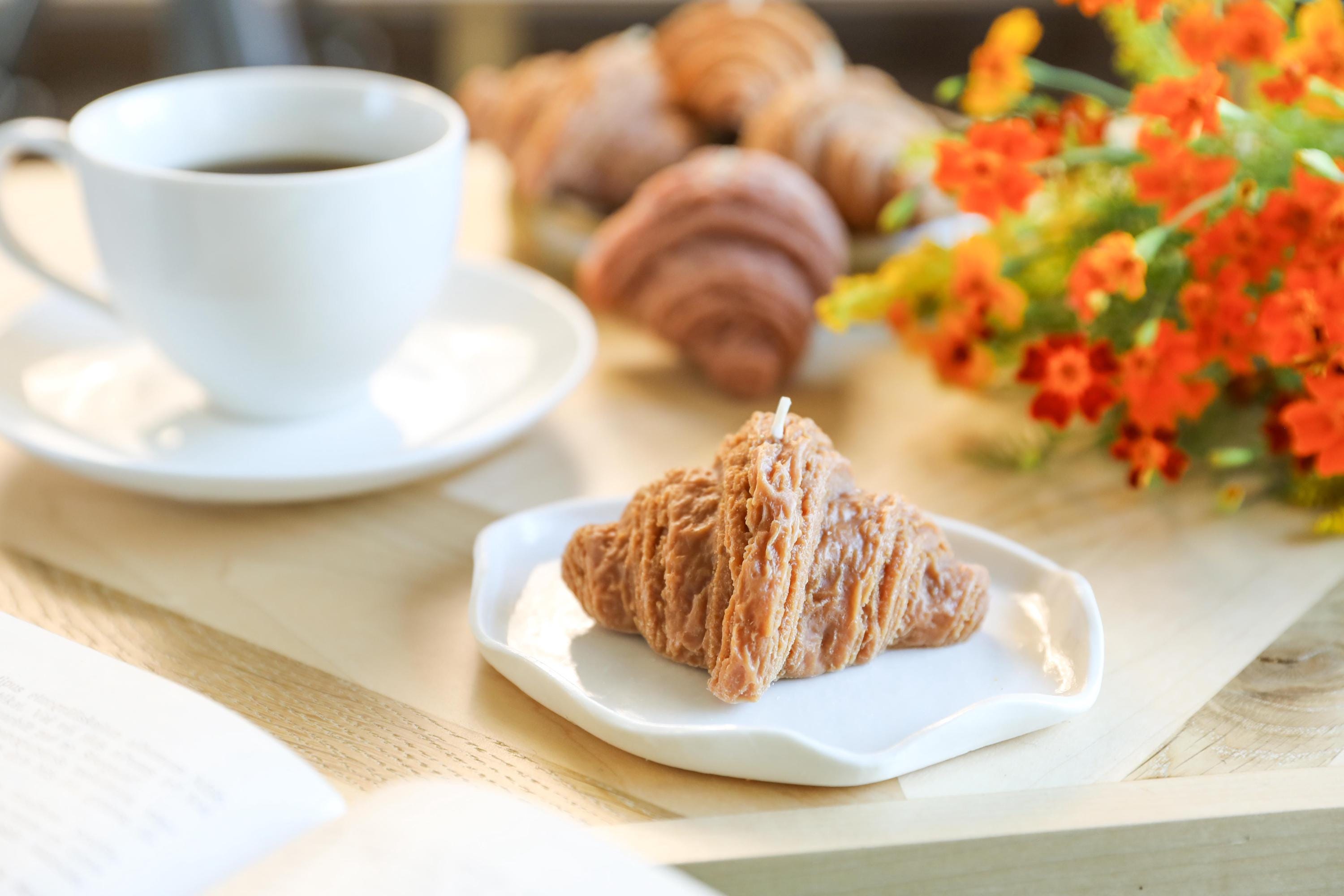 French Croissant Candle: Realistic Food Candle, Banana Vanilla Scented, Fun Foodie Gift, Hostess Gift or Party Favor