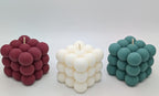Bubble Cube Soy Candle: Cozy Minimalist Decor, Handmade Aesthetic Sculptural Gift, Modern Coffee Table Accent
