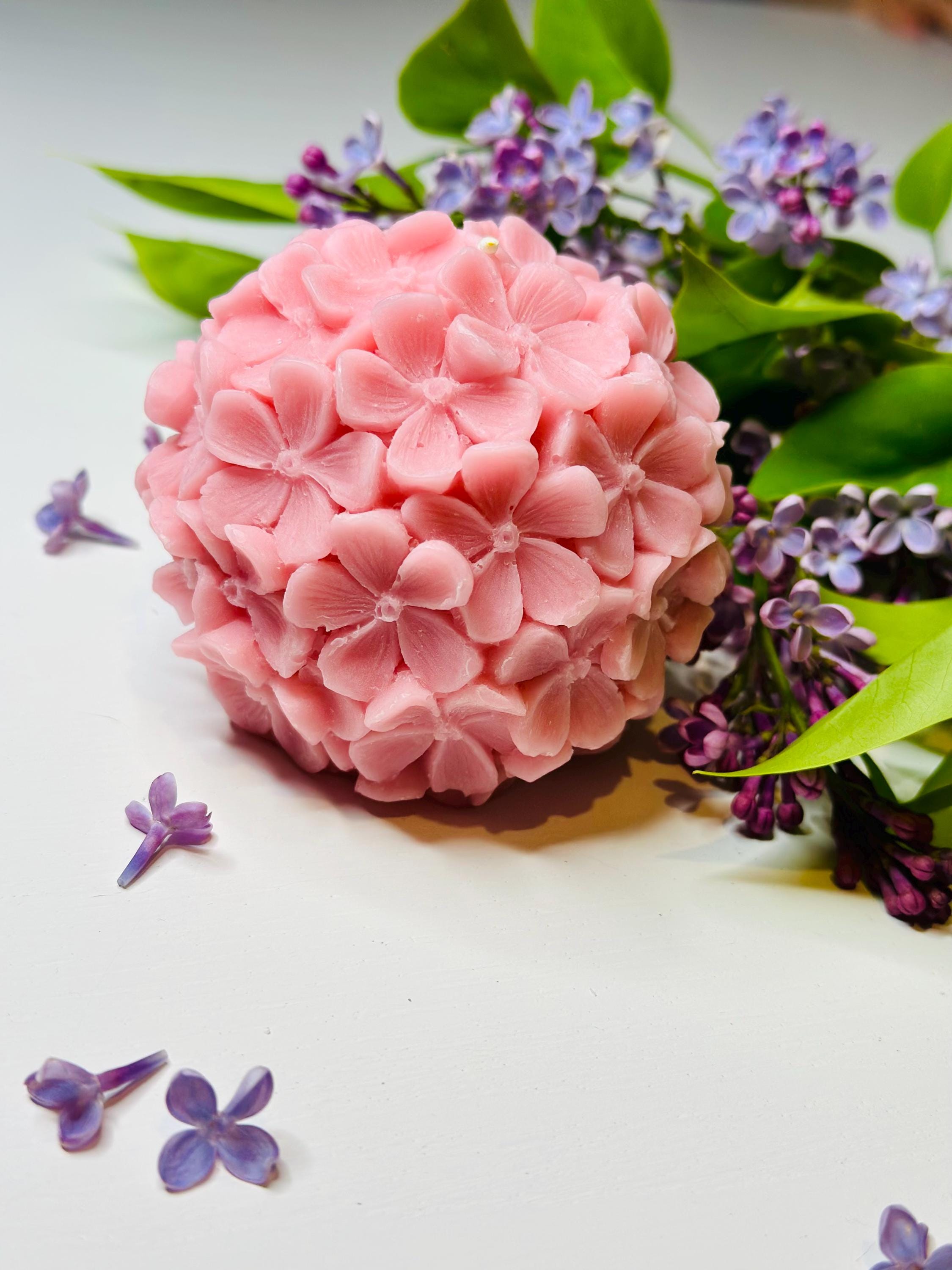 Floral Blossom Sphere Candle - Soy Wax Flower Decor - Mother's Day, Bridal Shower, or Teacher Appreciation Gift - Pink Sakura & Purple Lilac