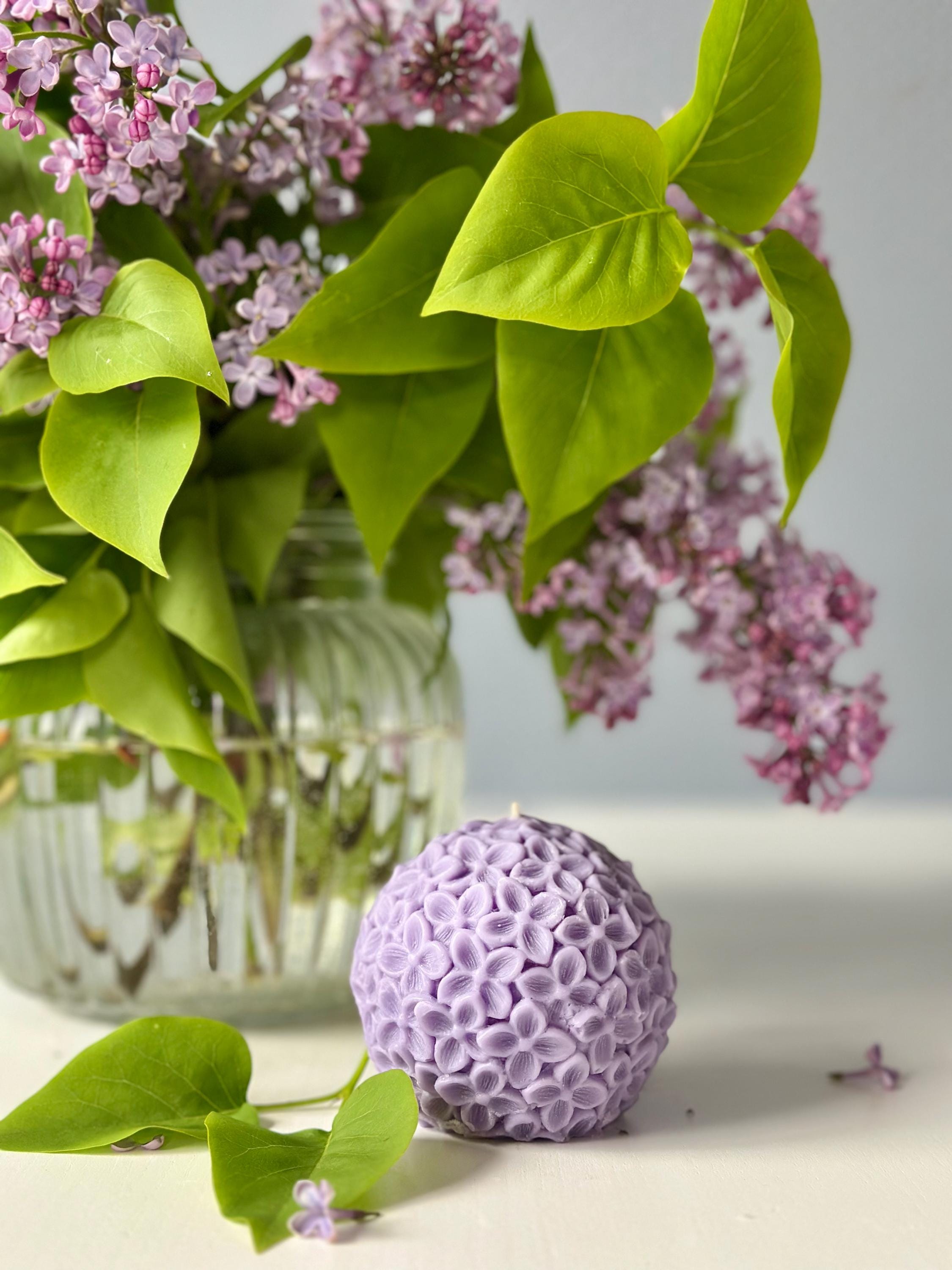 Floral Blossom Sphere Candle - Soy Wax Flower Decor - Mother's Day, Bridal Shower, or Teacher Appreciation Gift - Pink Sakura & Purple Lilac