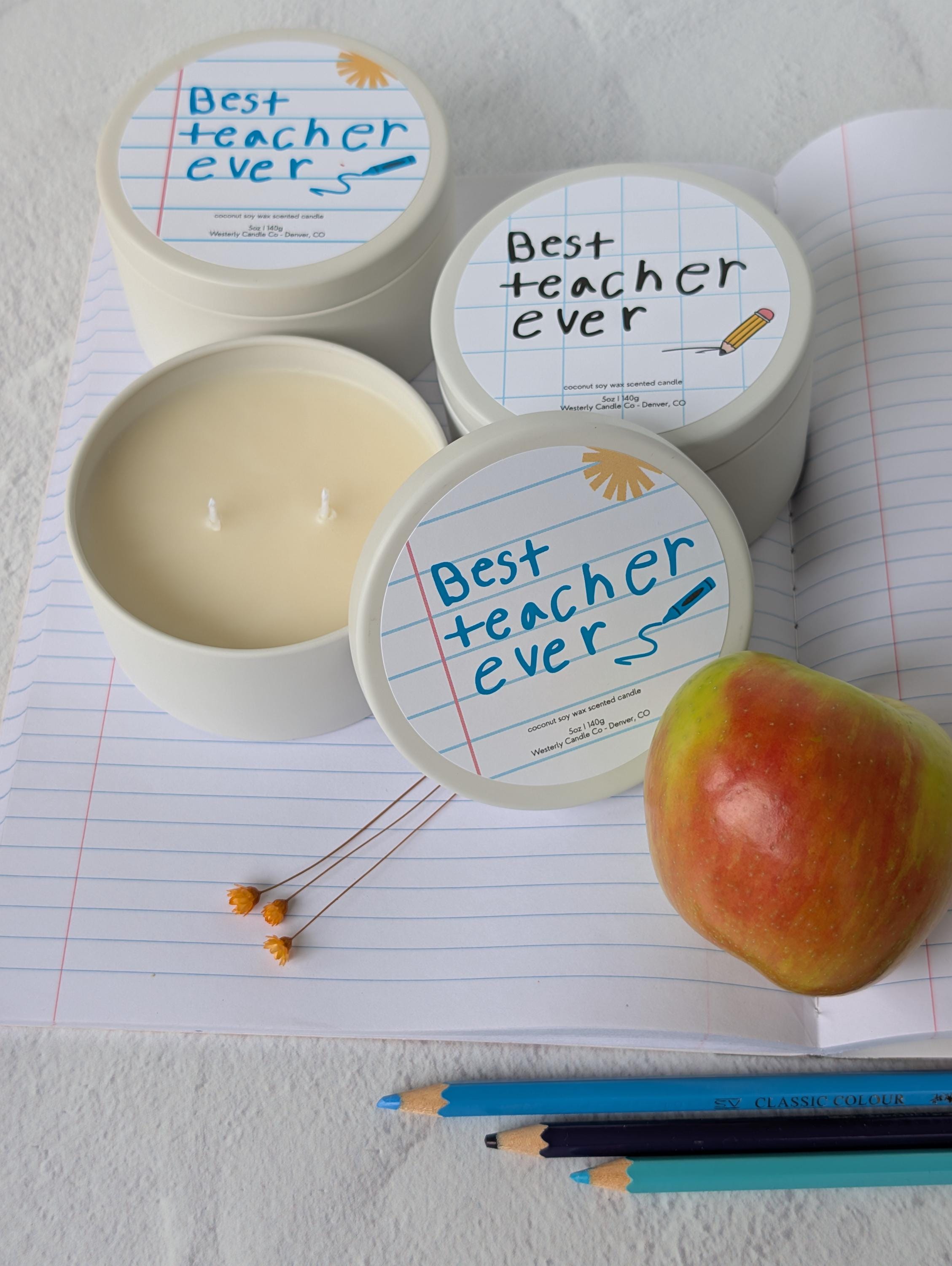 Teacher appreciation scented candle gift for teacher end of school gift best teacher ever kids teacher gift teacher appreciation week gift