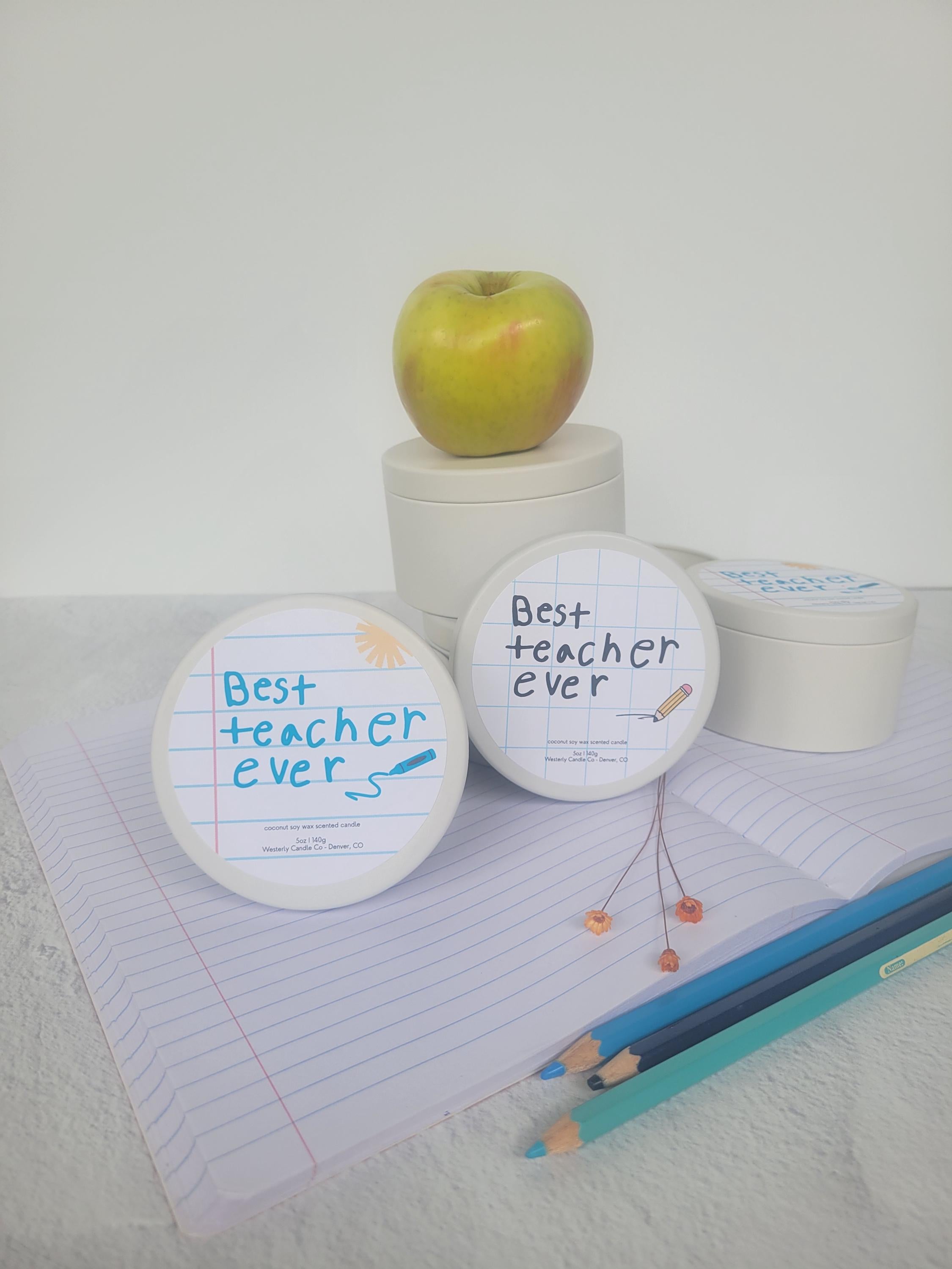 Teacher appreciation scented candle gift for teacher end of school gift best teacher ever kids teacher gift teacher appreciation week gift