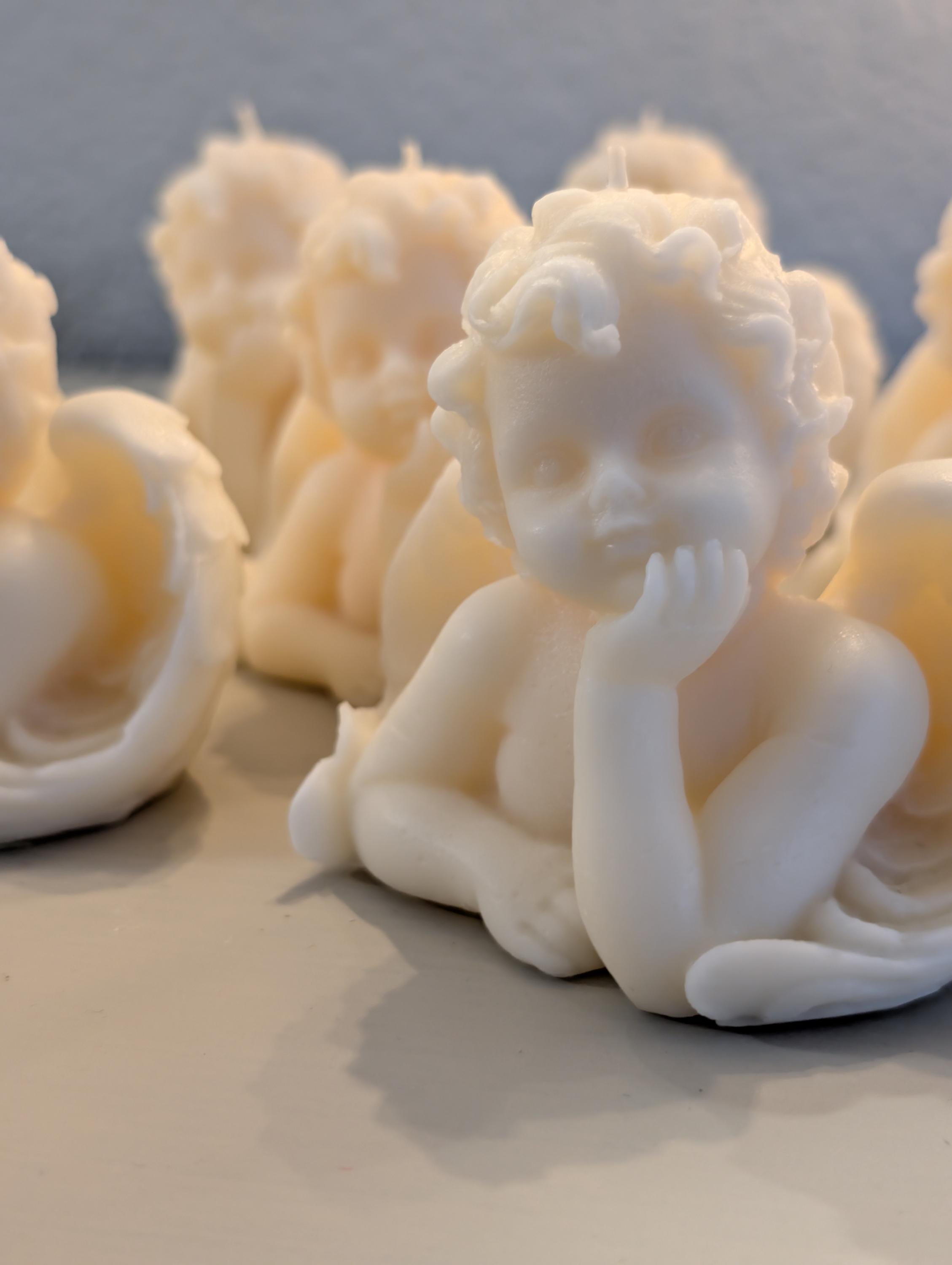 Cherub Angel Soy Candle, Baptism Favor, Baby Shower Gift, Guardian Angel Keepsake