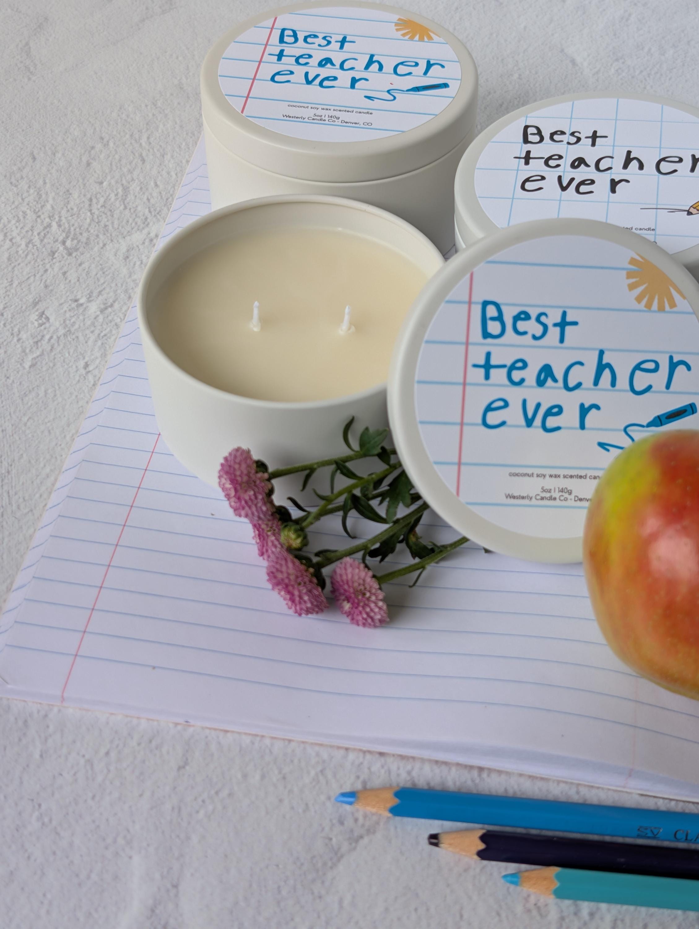 Teacher appreciation scented candle gift for teacher end of school gift best teacher ever kids teacher gift teacher appreciation week gift