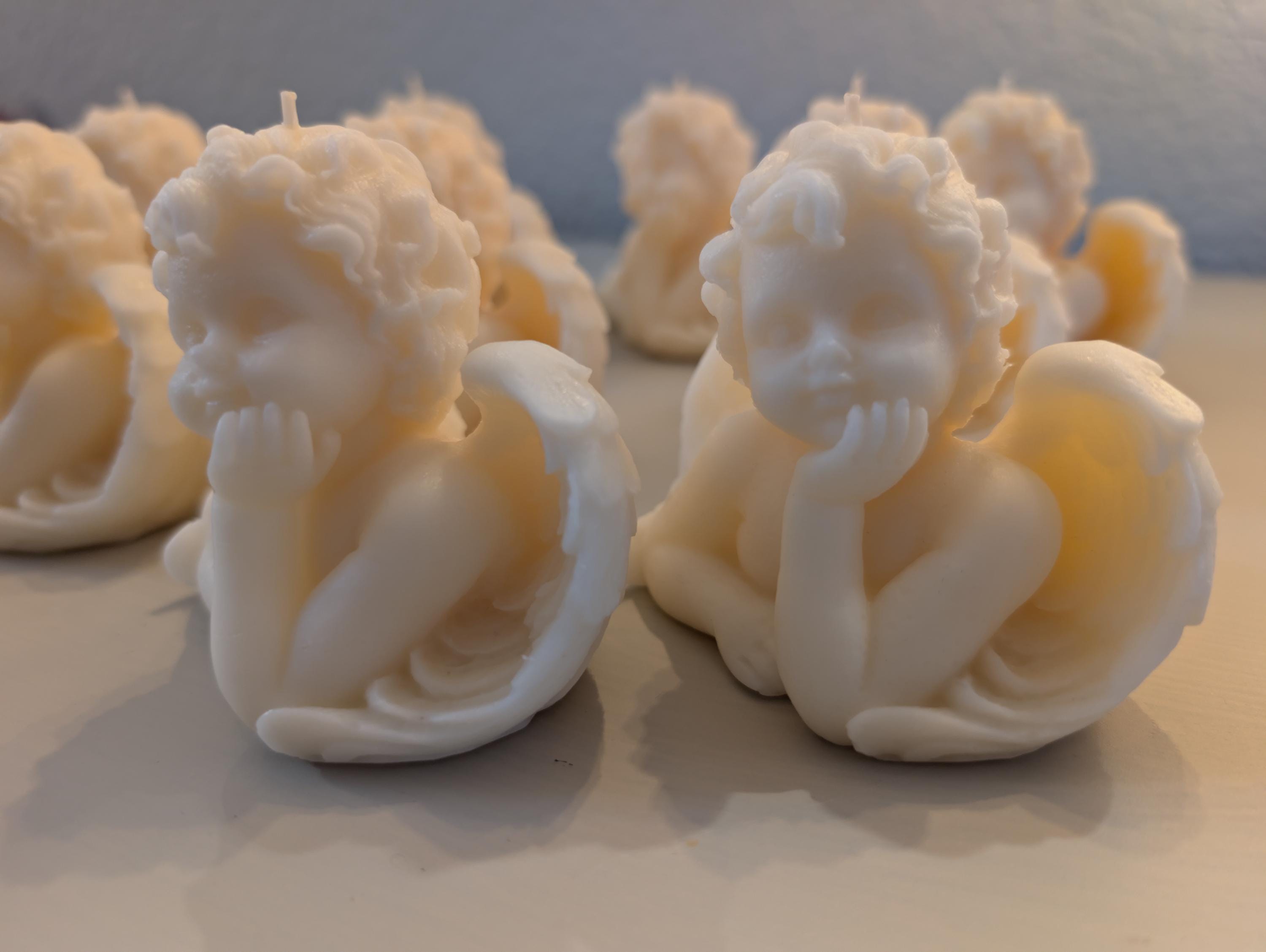 Cherub Angel Soy Candle, Baptism Favor, Baby Shower Gift, Guardian Angel Keepsake